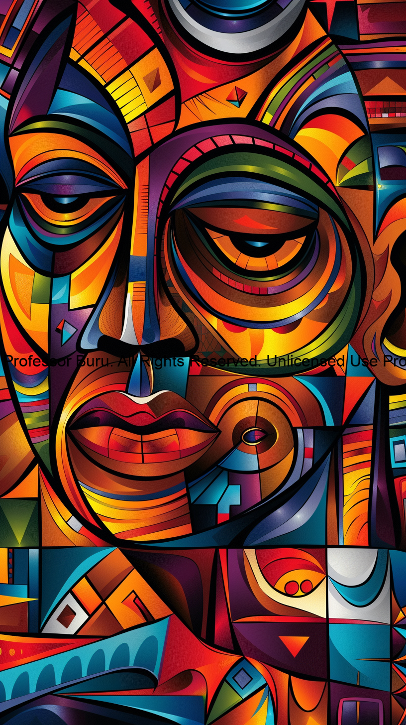 modern cubist tribal mask portrait modern cubist tribal mask portrait