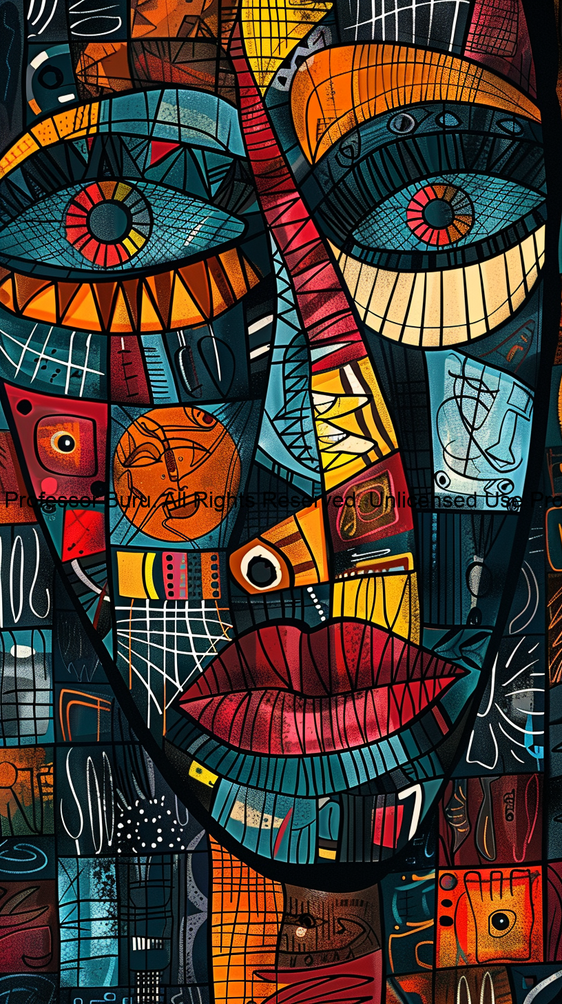 modern cubist tribal mask portrait modern cubist tribal mask portrait